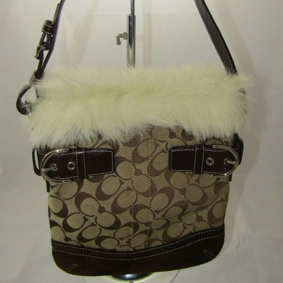 coach purse with fur trim